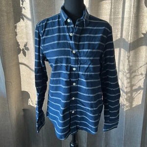 Blue and White Striped Abercrombie & Fitch Button Up